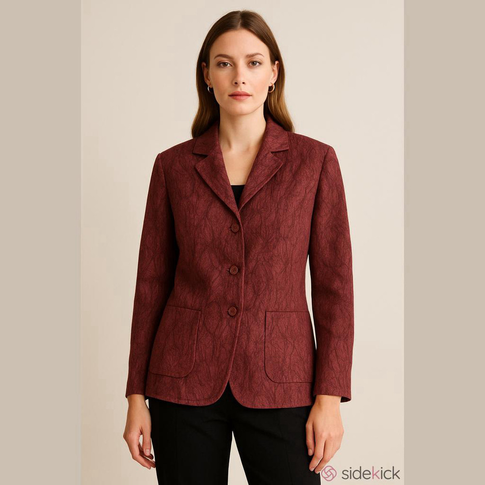 Jaeger Burgundy Textured Blazer UK 10 Viscose Blend Made in Great Britain